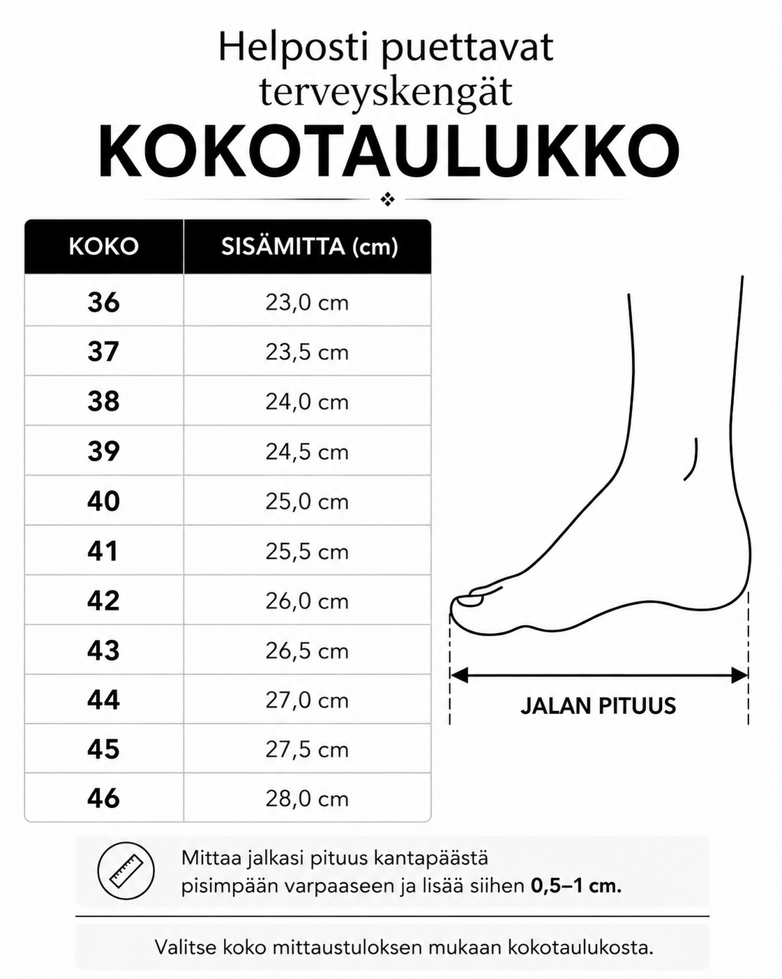 Helposti puettavat terveyskengät